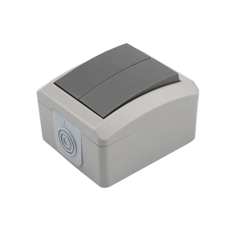 Выключатель двухклавишный INDUSTRIAL IP54 о/у, серый KRANZ KR-78-0609