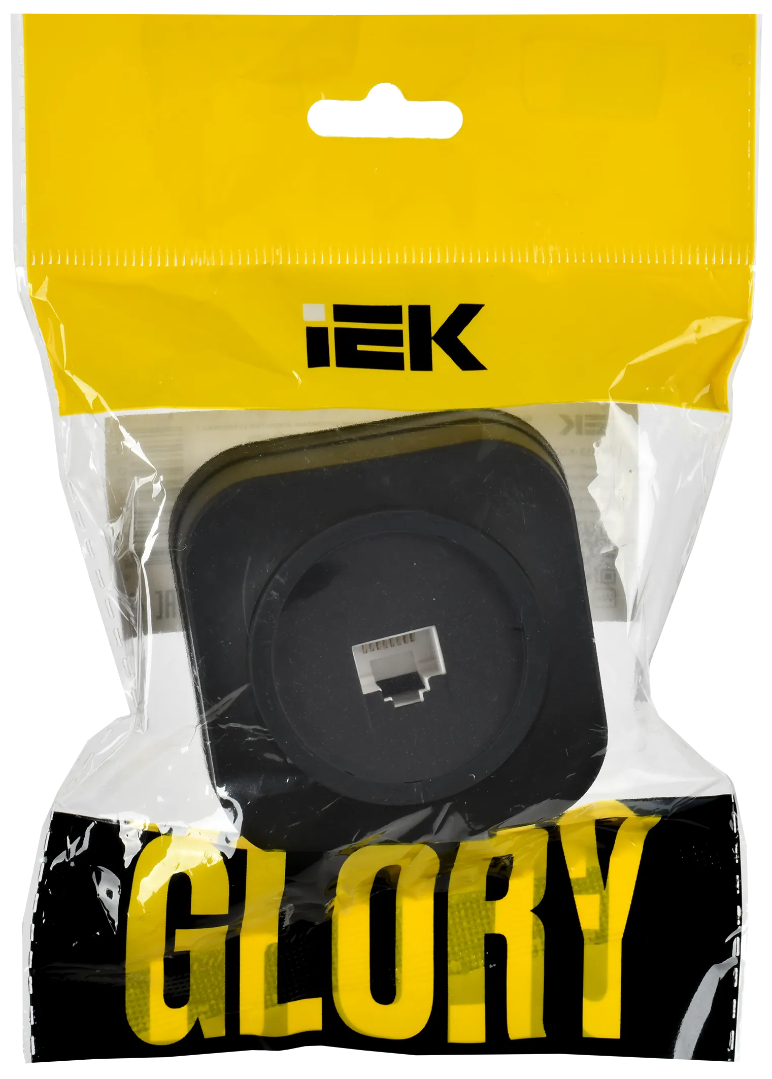GLORY Розетка для открытой установки компьютерная RJ45 кат.5E РК10-ХЧм черный матовый IEK - Фото 2