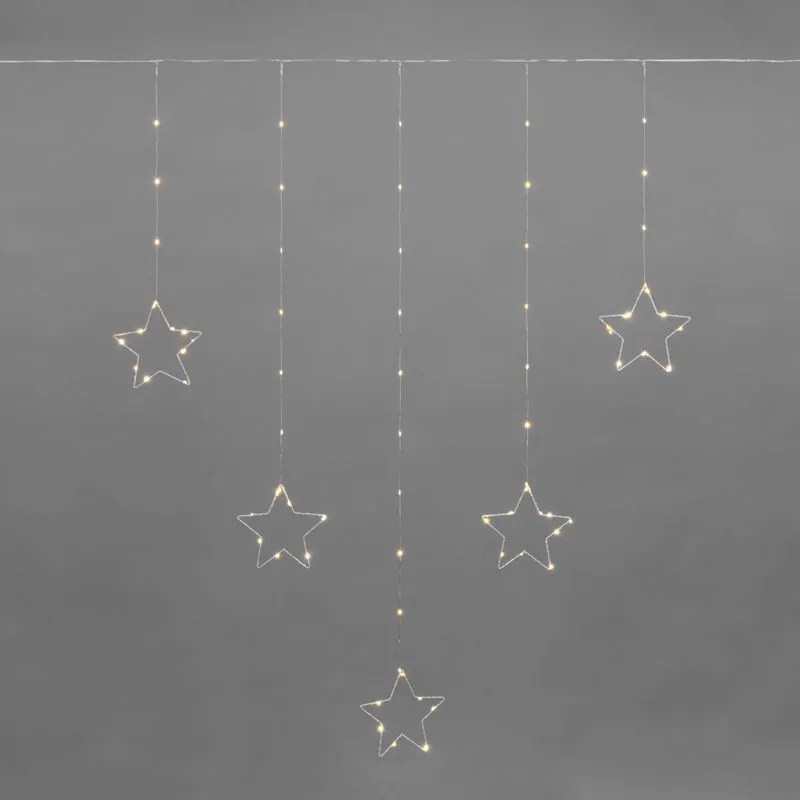 Гирлянда Светодиодный занавес из росы с фигурами Звезд ТЕПЛЫЙ БЕЛЫЙ IP20 USB + пульт управления NEON-NIGHT 315-846