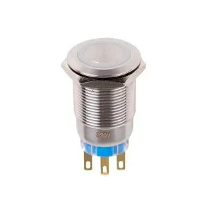 Кнопка  антивандальная Ø19 12В Б/Фикс (5с) (ON)-OFF/(OFF)-ON белая (A19-C1) REXANT (в упак. 1шт.) - Фото 2