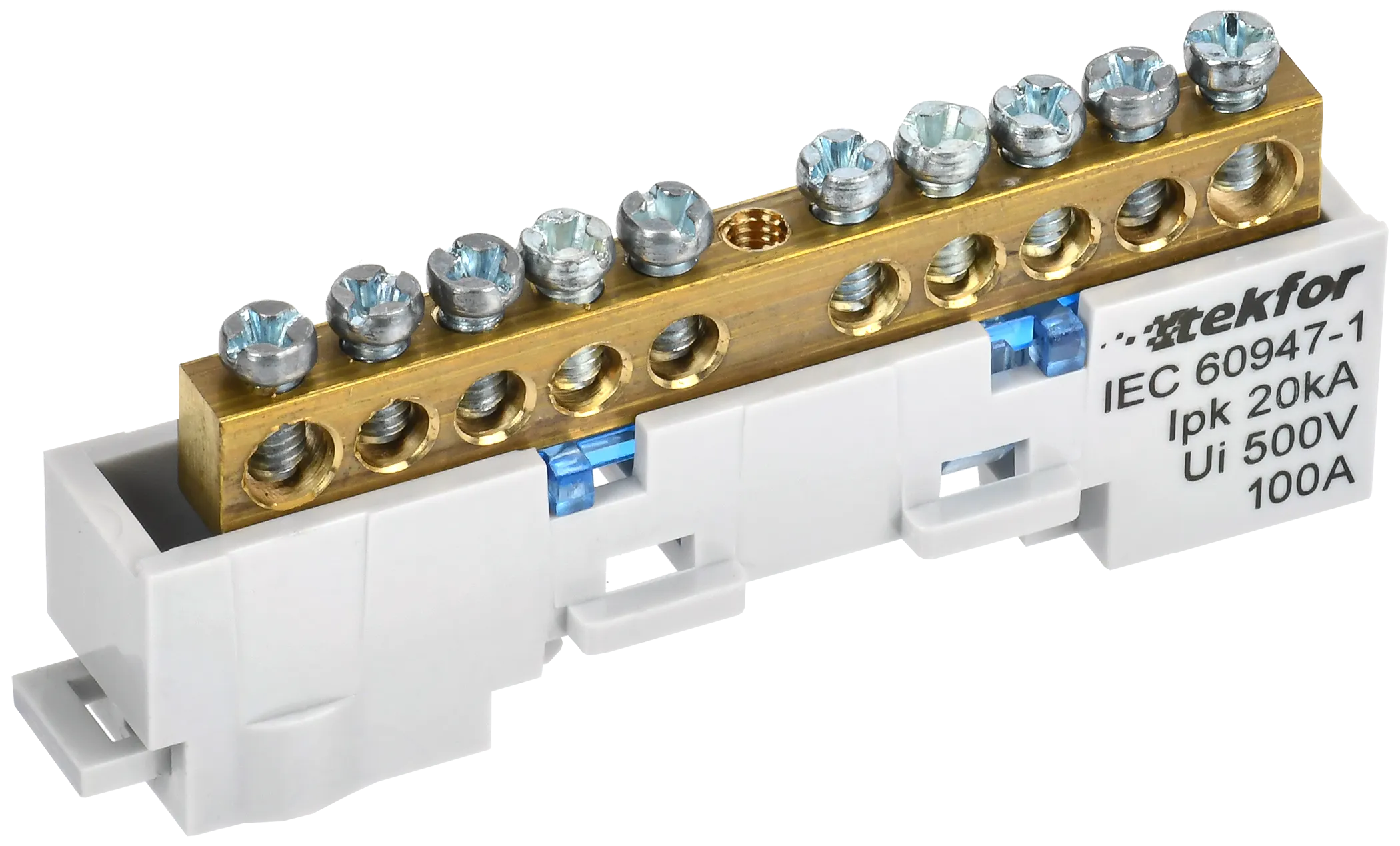 TEKFOR Шина N "ноль" неизолированная на универсальном держателе 6х9-10-С IEK TF-NN10-10-DL-K07