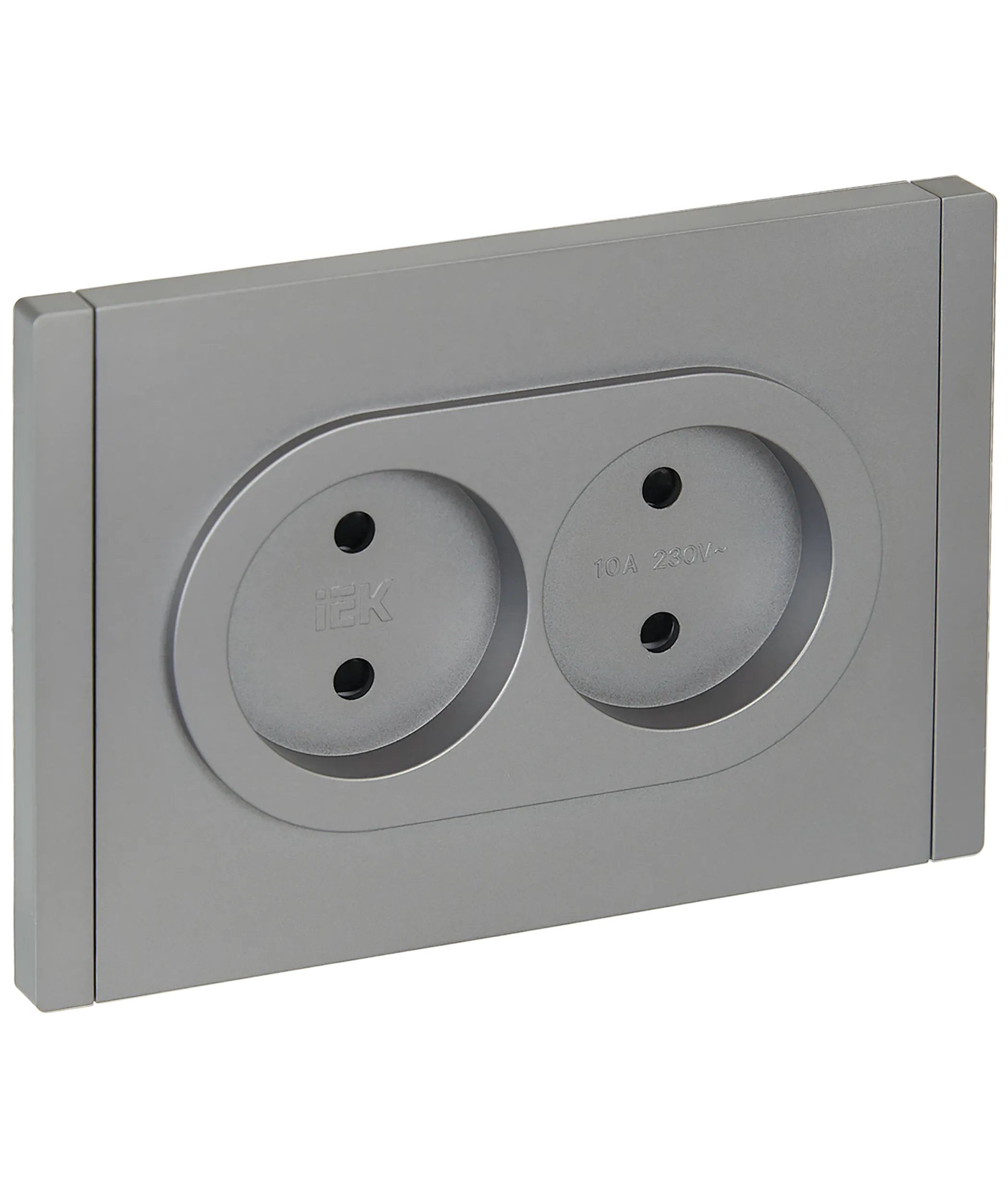 FORTE&PIANO Розетка 2-местная без заземления с защитными шторками безвинтовое крепление 10А FP525 сталь IEK