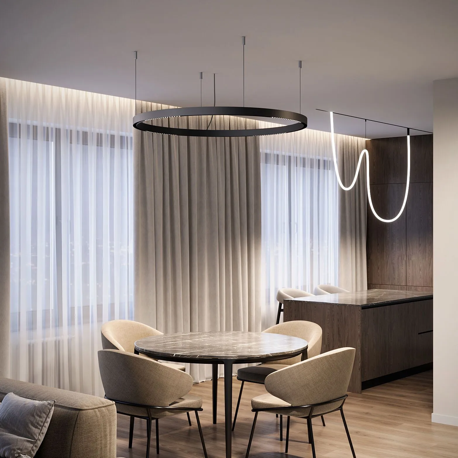 Slim Magnetic Трековый светильник для радиусного шинопровода 12W 4200K Intenso чёрный Ø800мм - Фото 6