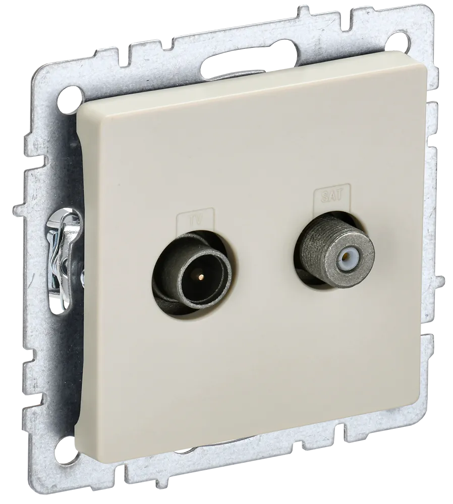 BRITE Розетка двойная TV+SAT РТВ/РСп12-БрКр бежевый IEK BR-AF20-O-K10