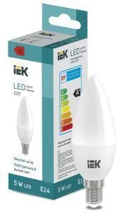 Лампа светодиодная "Свеча-C37" 5 Вт 400lm 4000K E14 IEK (ЭФ)