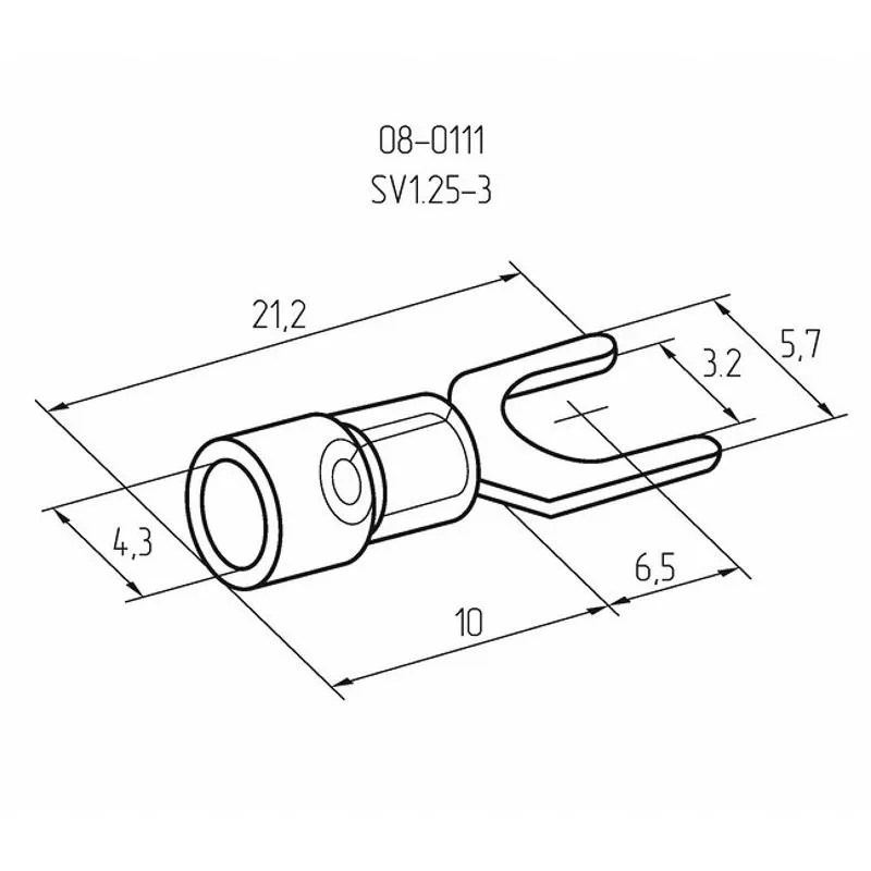 Наконечник вилочный изолированный 3.2 мм 0.5-1.5 мм² (НВи 1.5-3/НВи 1,25-3) красный REXANT - Фото 2