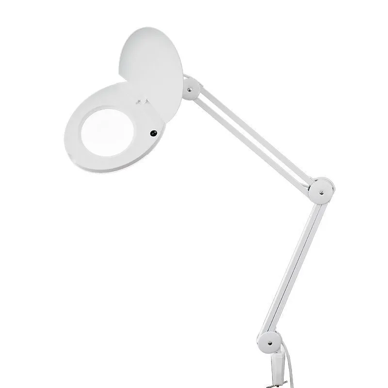 Лупа на струбцине круглая 5D с подсветкой и крышкой, ø127мм, белая (6025,ВО) REXANT 31-0222