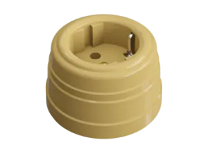 Розетка ретро пластиковая, двухполюсная, с заземляющим контактом, IP20, песочное золото, УСАДЬБА, ТМ GE30301-32