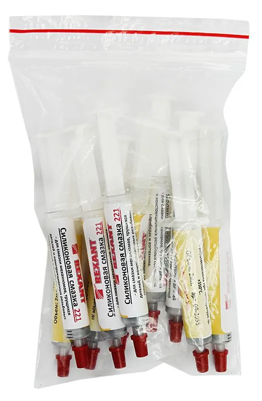 Смазка силиконовая термостойкая, модель 221, до +350°C, 2мл, шприц REXANT - Фото 2