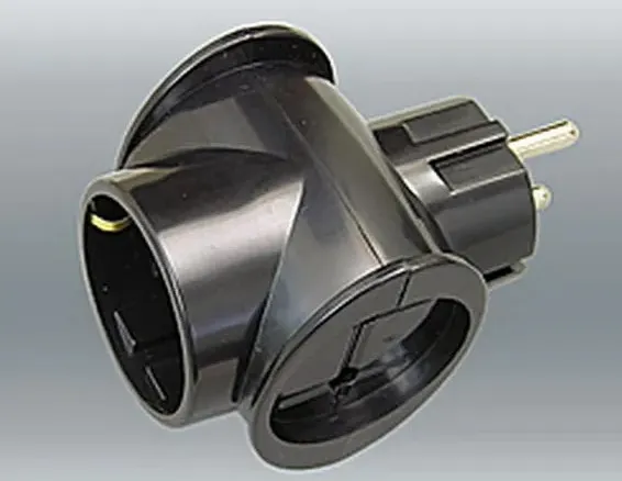 Сетевой разветвитель 1 гн. с/з, 2 гн, б/з 16 А, 3T1 черный, в индивидуальной упаковке 3T1 чёр. И.У.