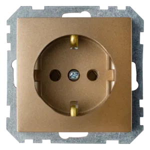Розетка штепсельная с заземляющим контактом скрытой установки РС16-525 бронза