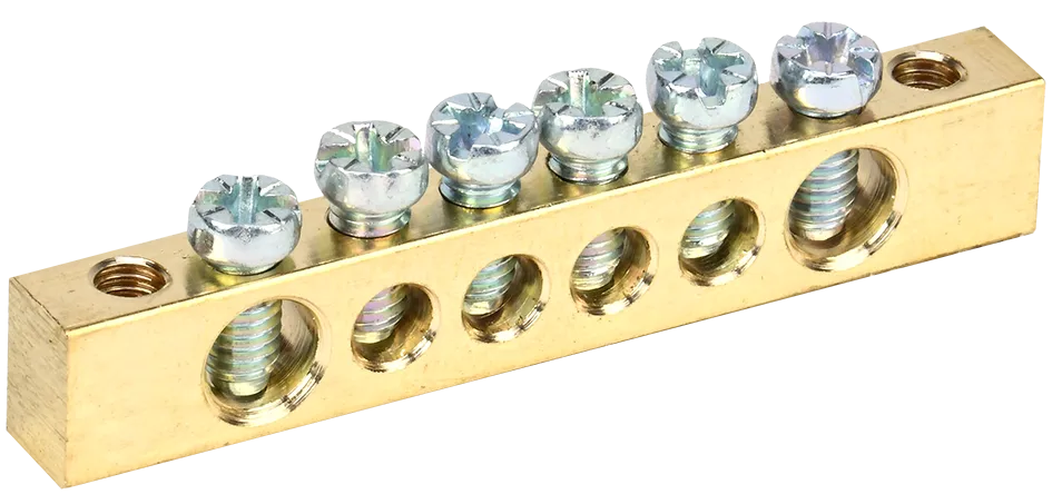 Шина PEN "земля-ноль" 6х9мм 6/2 (6групп/крепеж по краям) IEK