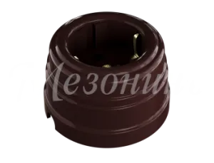 Розетка ретро пластиковая, двухполюсная, с заземляющим контактом, IP20, цвет - коричневый GE30301-04