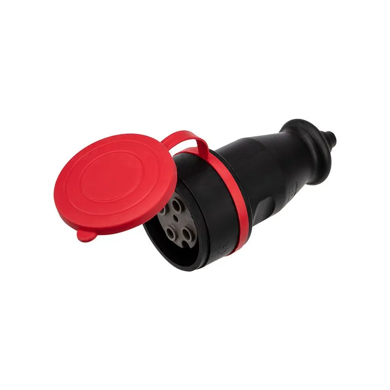 Розетка влагозащищенная переносная с крышкой 1 гнездо, 3Р+РЕ, 32А, IP44, каучук, черная REXANT - Фото 4