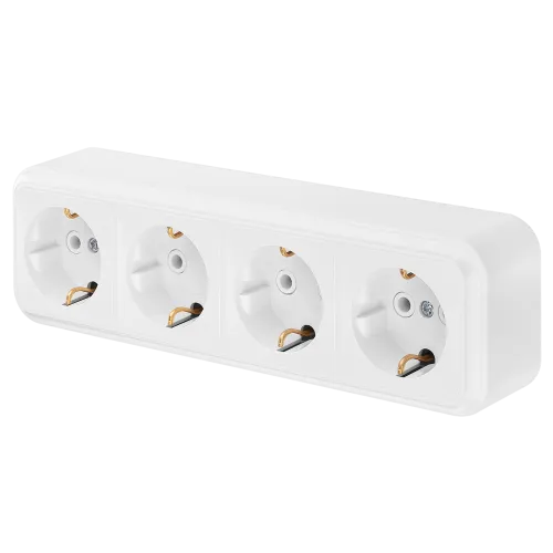 Розетка штепсельная четырехместная с заземляющим контактом открытой установки РА16-266 - Фото 2