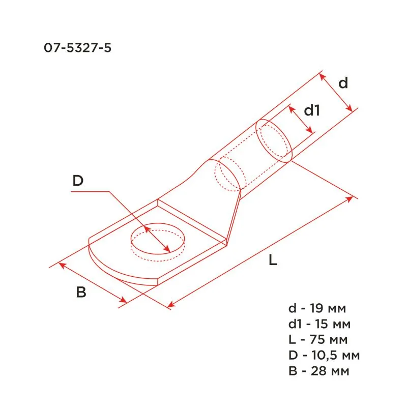 Наконечник медный луженый ТМЛ 95–10–15 (95мм² - Ø10мм) ГОСТ 7386-80 (в упак. 25 шт.) REXANT - Фото 3
