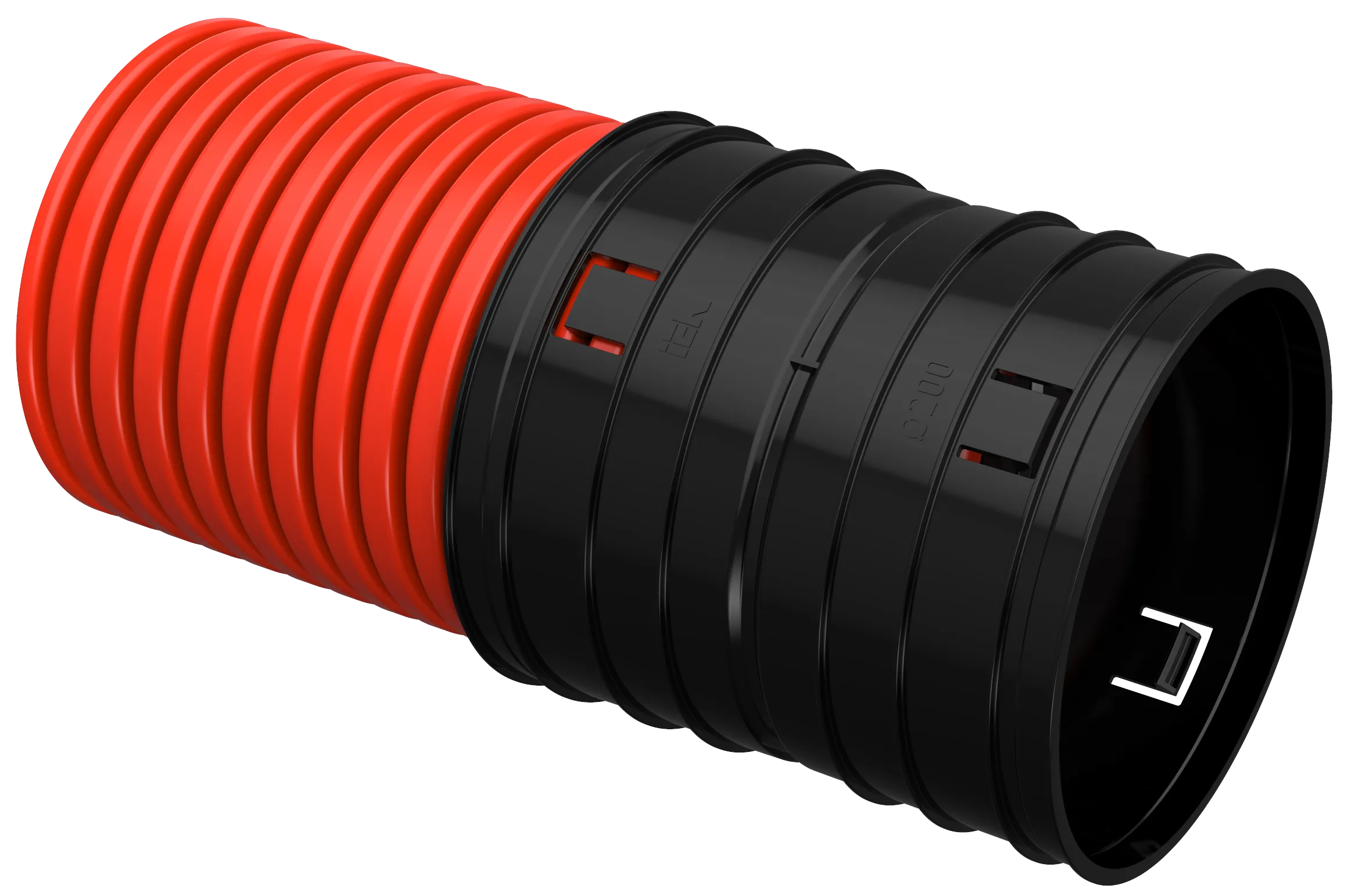 ELASTA Труба гофрированная двустенная жесткая ПНД d=200мм красная (6м) IEK