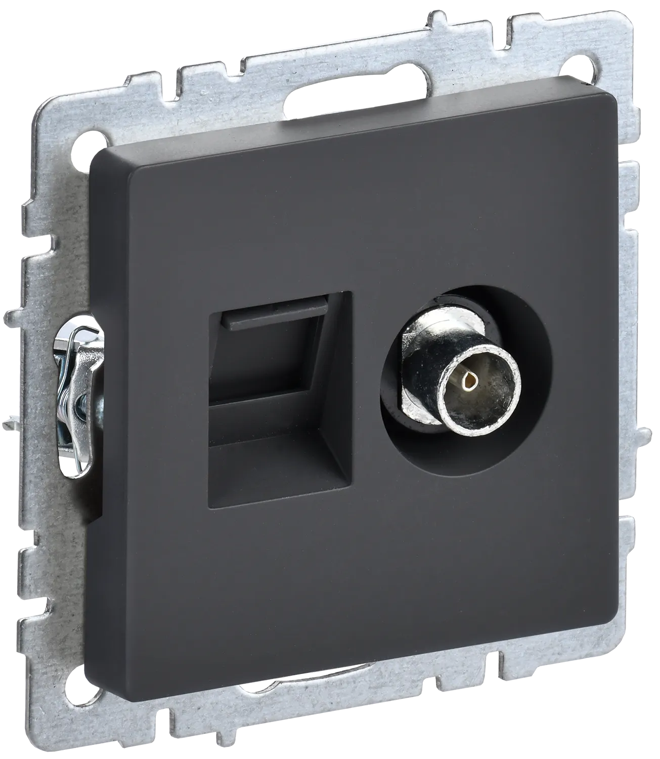 BRITE Розетка двойная TV+RJ45 кат.5E РТВ/РК12-БрГ графит IEK