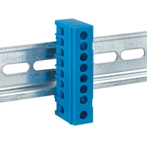 Шина "0" N (6x9мм) 8 отв. латунь синий изолир. корп. на DIN-рейку EKF