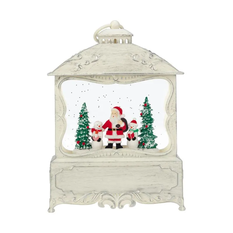 Декоративный фонарь с эффектом снегопада и подсветкой Рождественский лес, белый - Фото 5