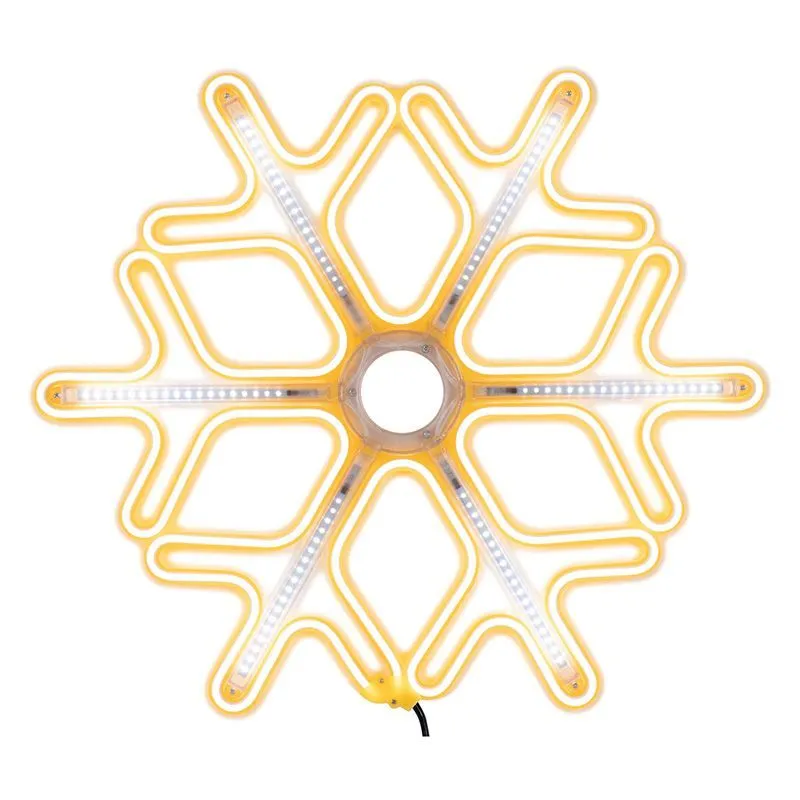 Фигура Снежинка из гибкого неона с эффектом тающих сосулек, 60х60 см, цвет свечения теплый белый/белый NEON-NIGHT 501-226