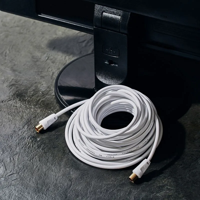 Шнур ТВ гнездо - ТВ штекер, 10м, белый REXANT - Фото 2