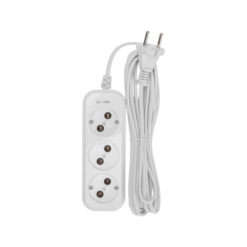 Удлинитель 3 гнезда, 5м, 2х0,75мм², б/з, белый PROconnect - Фото 3