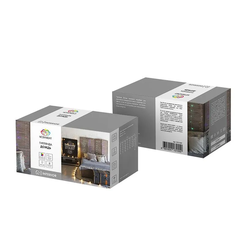 Гирлянда Светодиодный Дождь 2x3 м, свечение с динамикой, прозрачный провод, 230 В, диоды Мультиколор - Фото 4