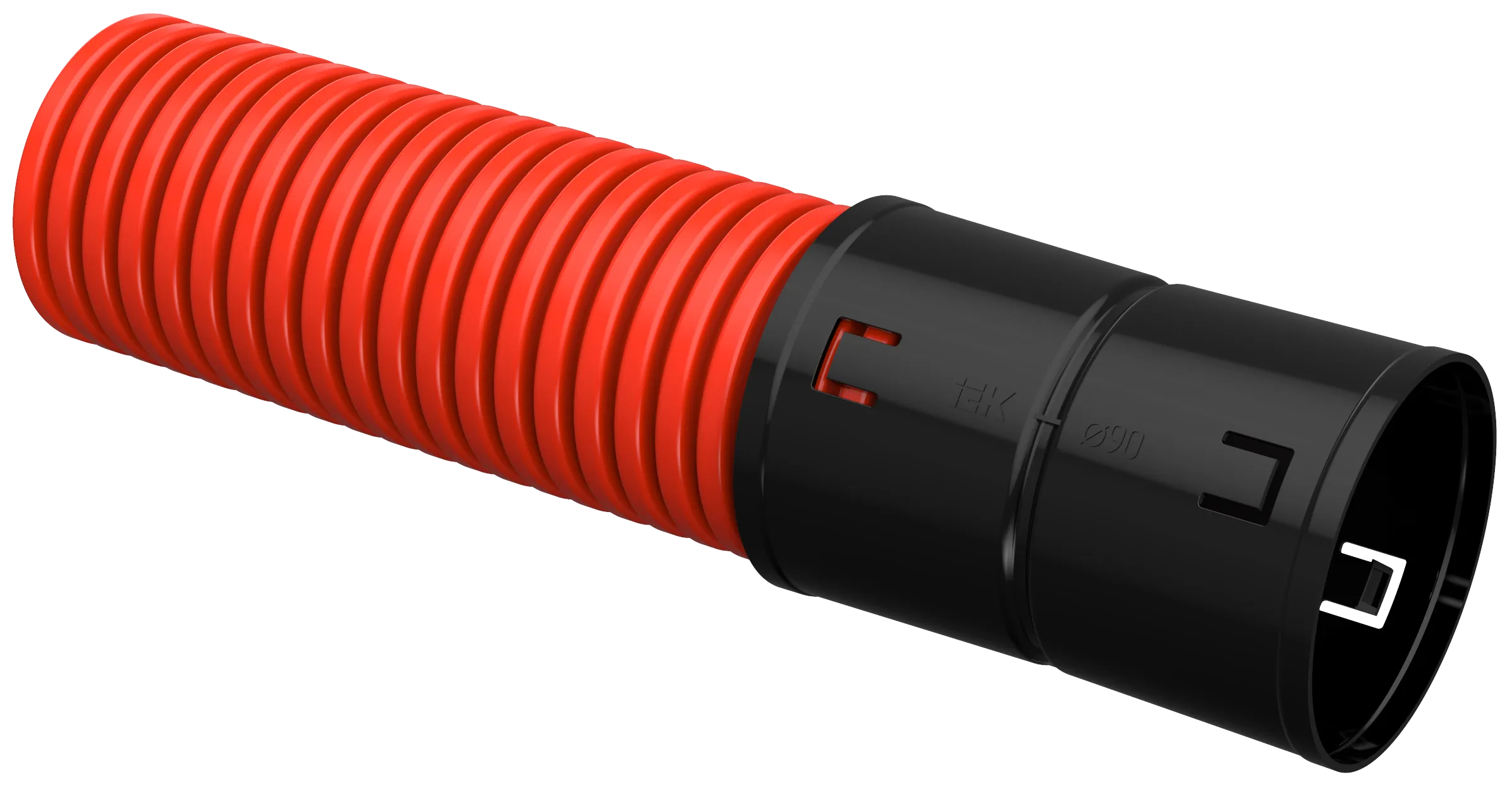 Труба гофрированная двустенная ПНД d=90мм красная (50м) IEK