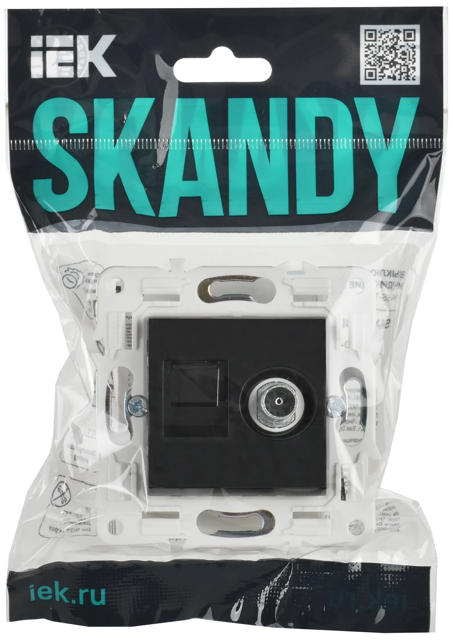 SKANDY Розетка двойная TV+RJ45 кат.6E SK-A15Bl черный IEK - Фото 2