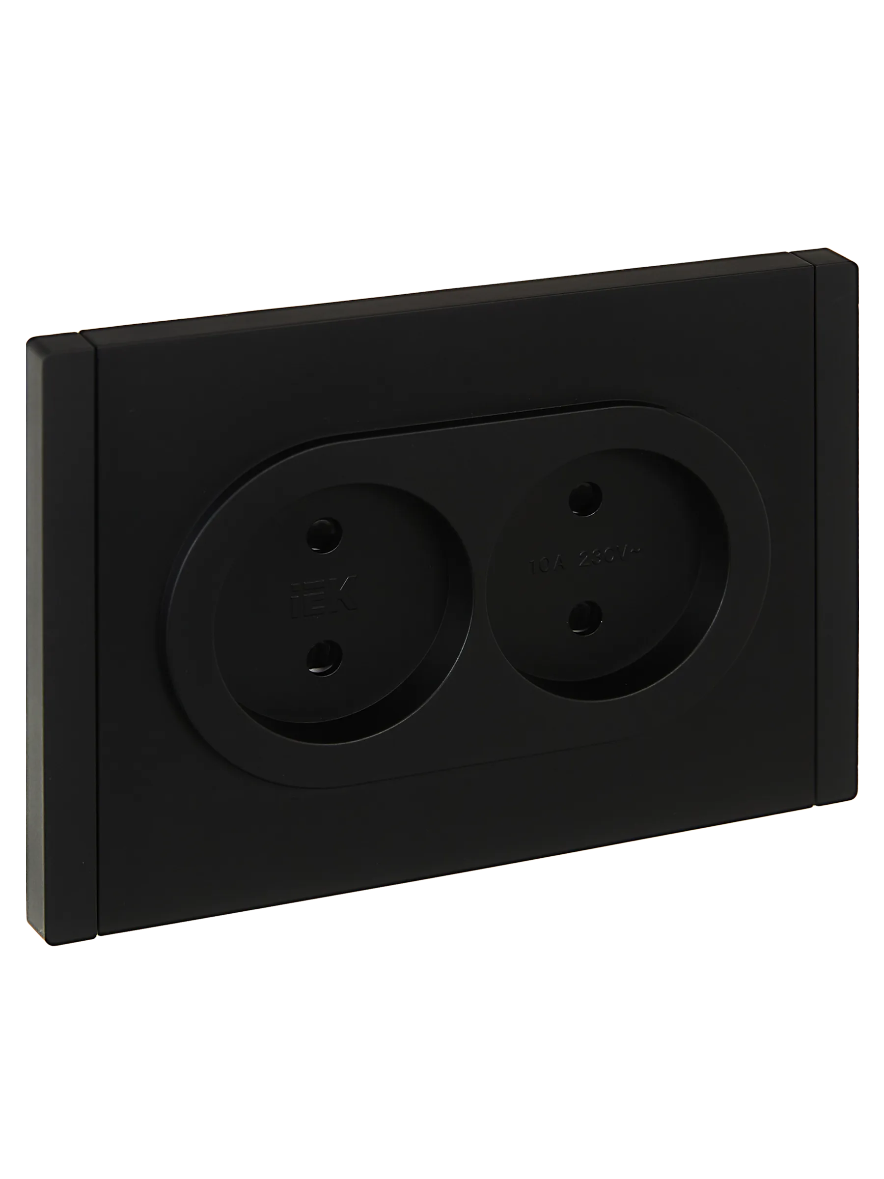 FORTE&PIANO Розетка 2-местная без заземления с защитными шторками безвинтовое крепление 10А FP125 черный IEK FP-R23-10-1-K02