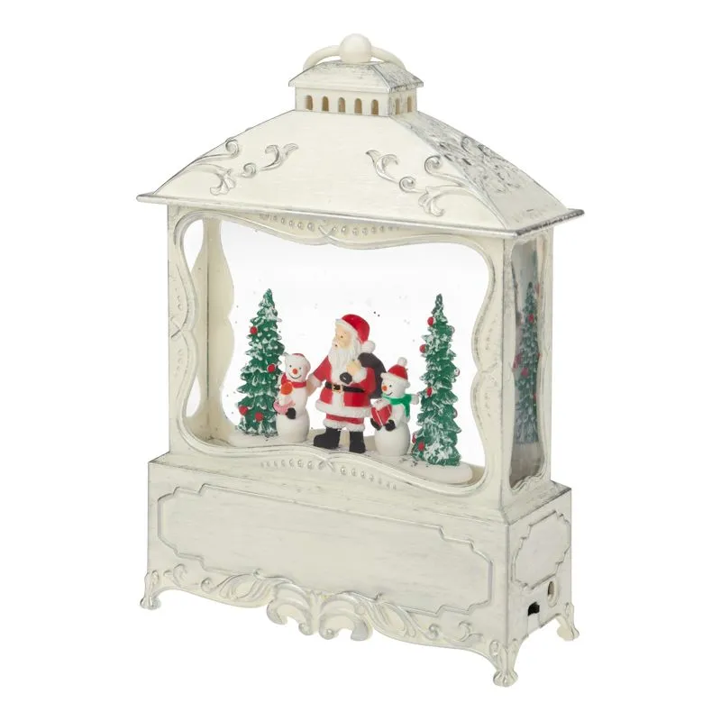 Декоративный фонарь с эффектом снегопада и подсветкой Рождественский лес, белый - Фото 4