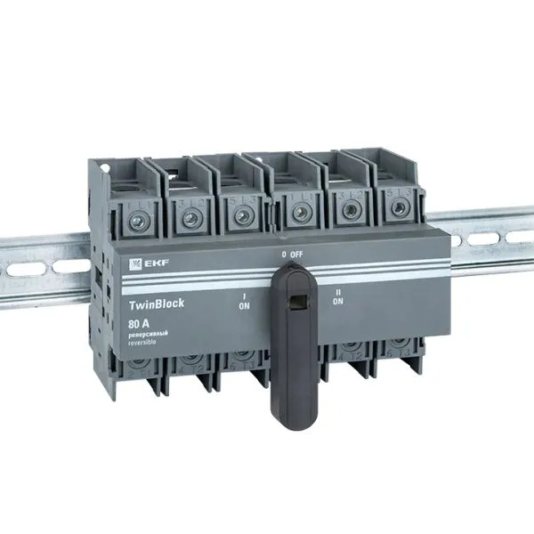 Рубильник 80A 3P реверсивный c рукояткой для прямой установки TwinBlock EKF - Фото 2