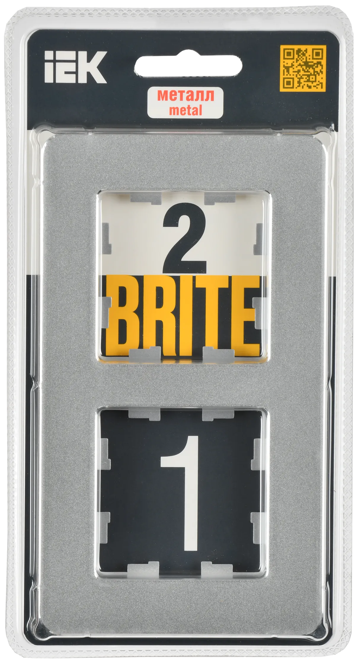 BRITE Рамка 2-местная РУ-2-1-Бр металл алюминий RE IEK - Фото 2