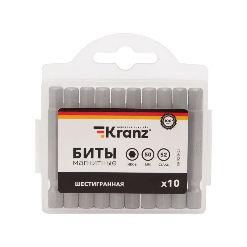Бита шестигранная HEX-6х50 мм для шуруповерта (упак. 10 шт.) Kranz - Фото 3