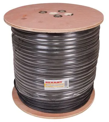 Кабель коаксиальный магистральный RG-11U, 75Ом, CCS/Al/Al 83% + ТРОС 1, 305м, OUTDOOR, черный REXANT - Фото 2