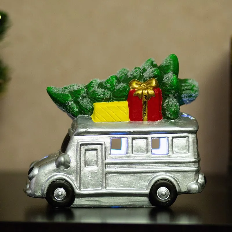 Керамическая фигурка Автобус с елкой 19x9x16 см - Фото 2