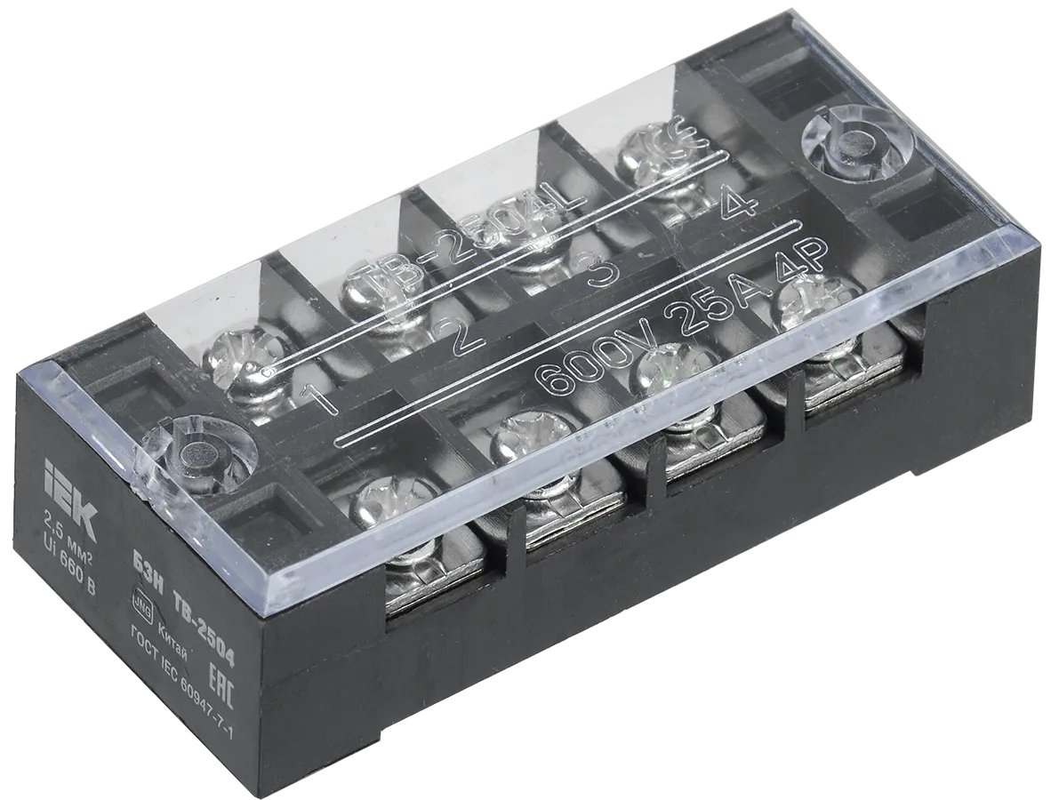 Блок зажимов наборный БЗН ТВ-2504 2,5мм2 25А 4 пары IEK