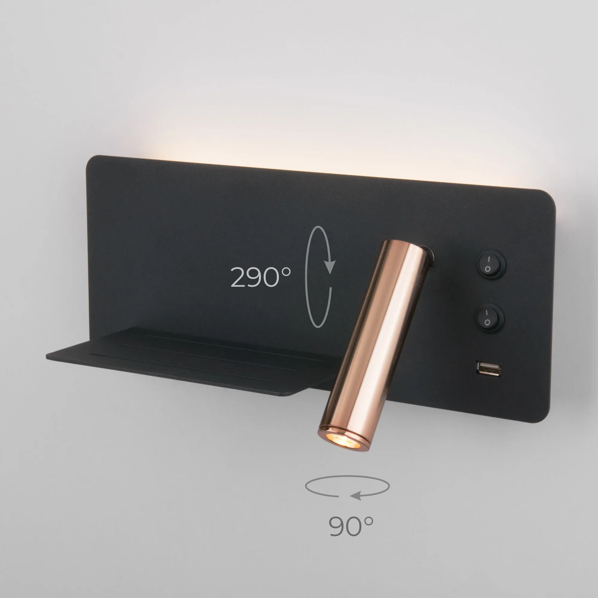 Светильник светодиодный настенный с USB Fant L LED (левый) MRL LED 1113 чёрный/золото Elektrostandar