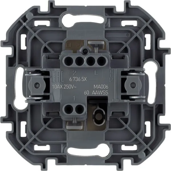 INSPIRIA Переключатель 1-клавишный схема 6 10АХ безвинтовые зажимы слоновая кость - Фото 2