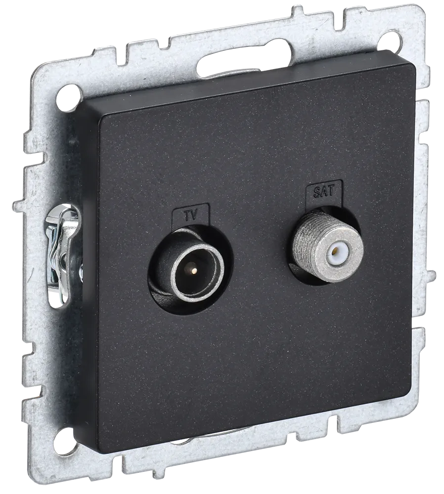 BRITE Розетка двойная TV+SAT РТВ/РСп12-БрЧ черный IEK