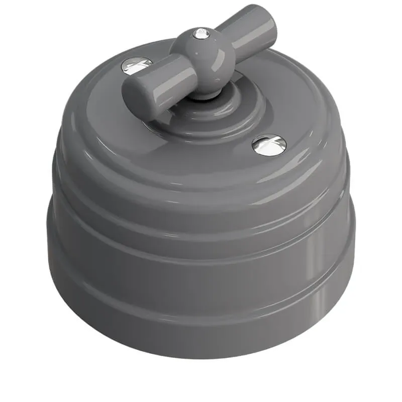 Выключатель ретро пластиковый поворотный на два положения, для включения из 2х мест (1-клавишный пр