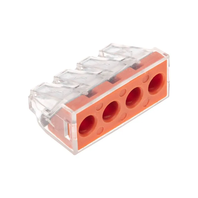 Экспресс-клемма СМК 773-174 с пастой, 4-проводная 0,75-6 мм² (50 шт/уп) REXANT 07-5279