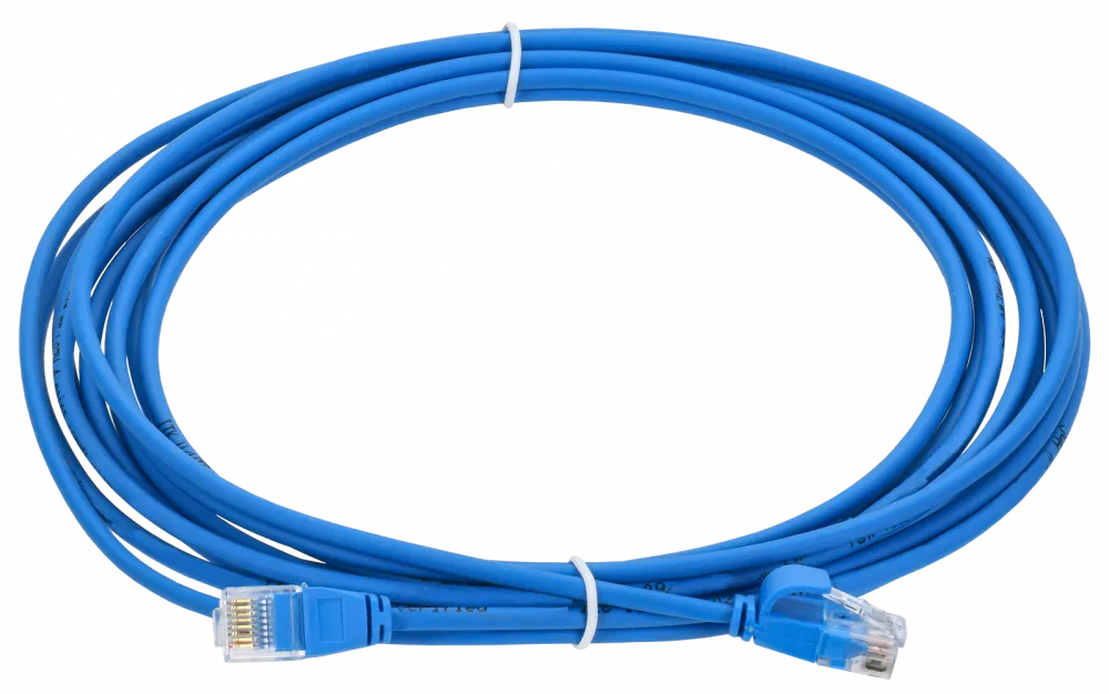 ITK Коммутационный шнур (патч-корд) кат.5E UTP LSZH 1,5м slim колпачок с язычком синий