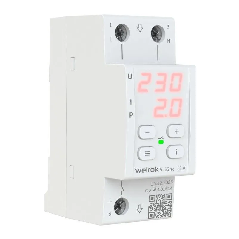 Реле напряжения с контролем тока welrok VI-63 red - Фото 2