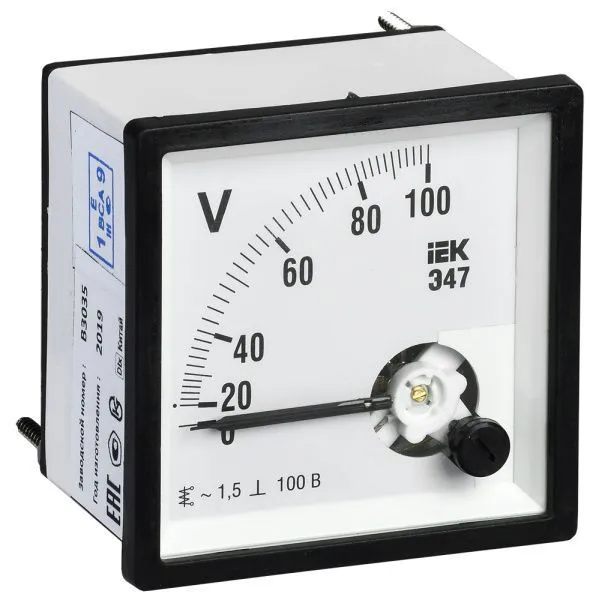 Вольтметр аналоговый Э47 100В класс точности 1,5 72х72мм IEK IPV10-6-0100-E