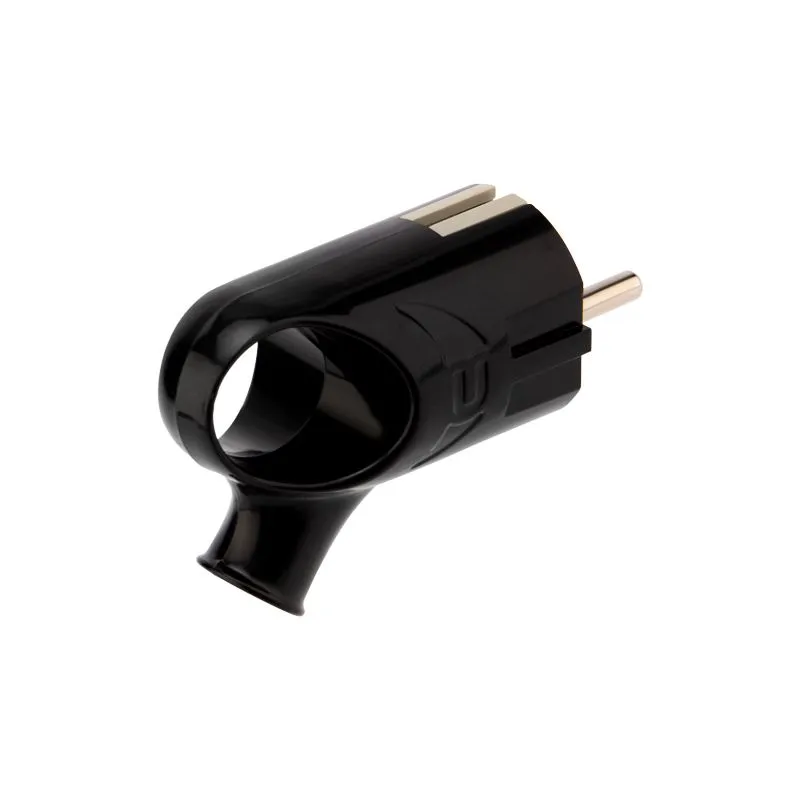 Вилка Евро угловая с з/к 16А с кольцом черная REXANT - Фото 4