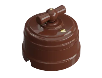 Выключатель ретро фарфоровый поворотный перекрестн(в комплекте с подъемной рамкой D70x60), цвет -