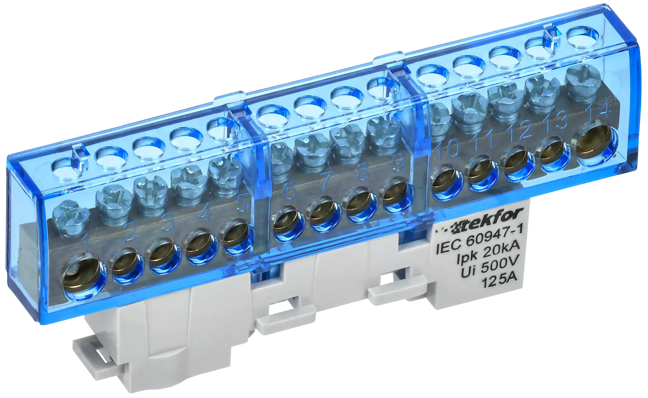 TEKFOR Шина N "ноль" изолированная на универсальном держателе 8х12-14-С IEK TF-NN20-14-KL-K07