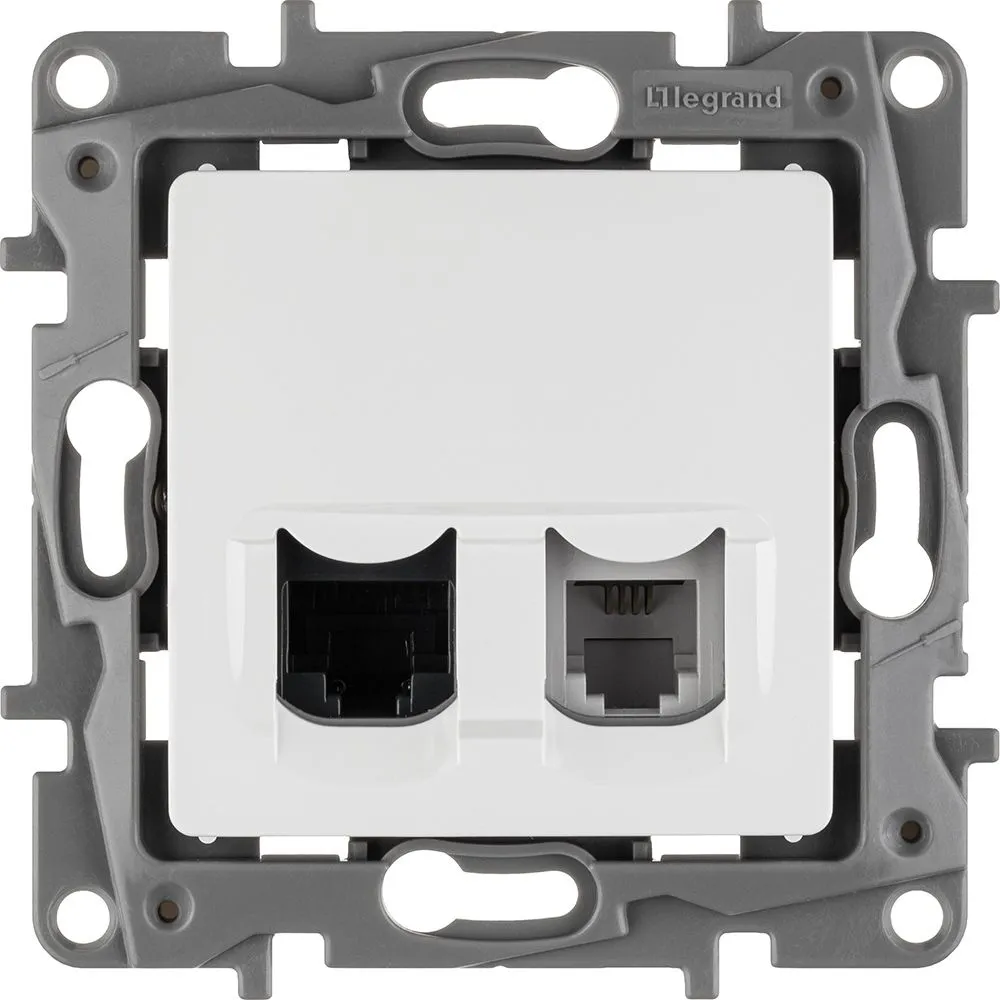 ETIKA Розетка двойная RJ11+RJ45 кат.5E UTP белый - Фото 4
